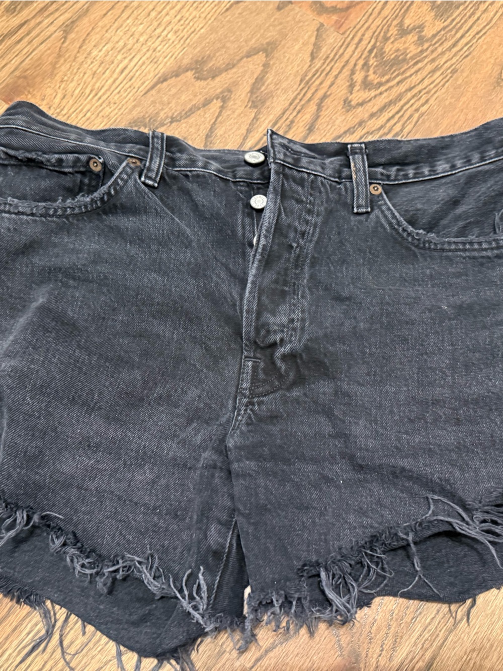 Agolde Parker Vintage cut off shorts— Light Blue & Black - Picture 6 of 9